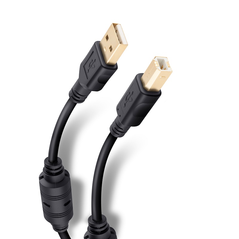 Cable USB a USB tipo B de 1,8 m con conectores dorados