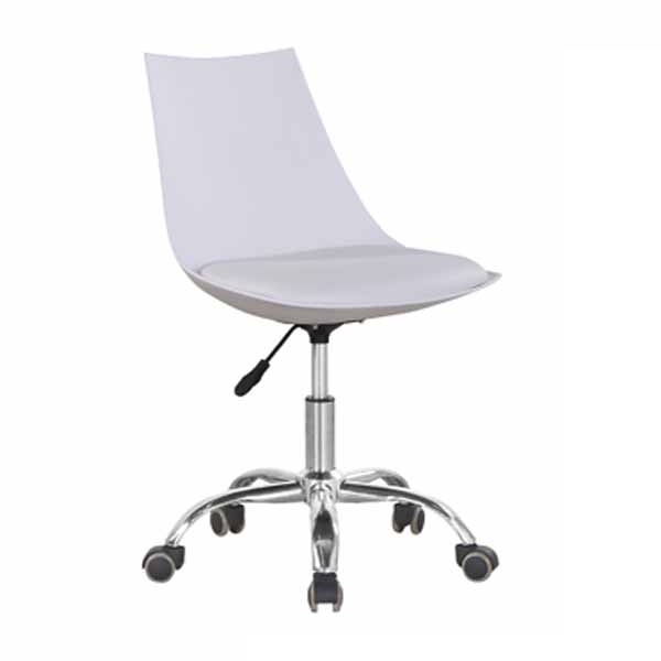 Silla Evian Office Pvc Blanca Blanco y Cromo - Kessa