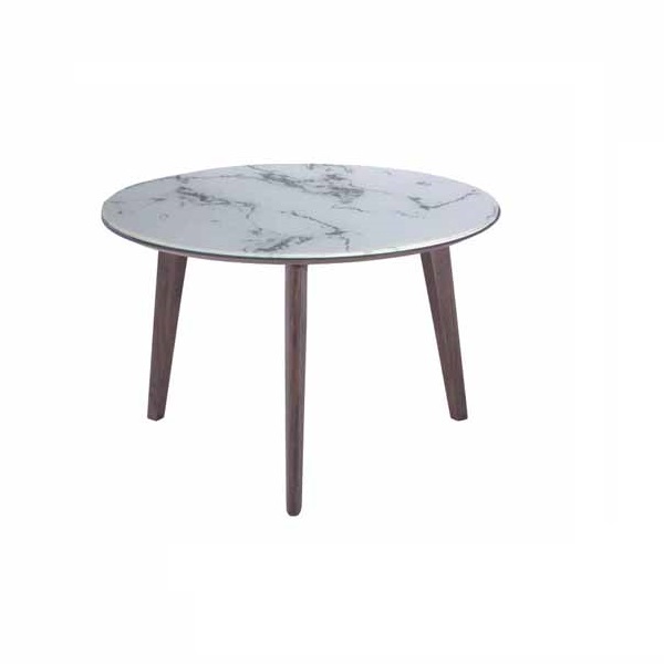 Mesa De Centro Casatti Marmol Blanco Cristal 40Cm Nogal y Blanco - Kessa