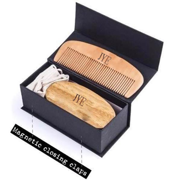 Kit De Lujo Peine Y Cepillo 3 Frascos Aceite Cuidado De Barba 60ml JYE