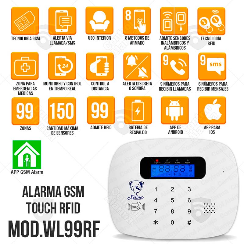 Alarma Gsm Rfid Ianalmbrica Chip Movil Seguridad Casa 18s