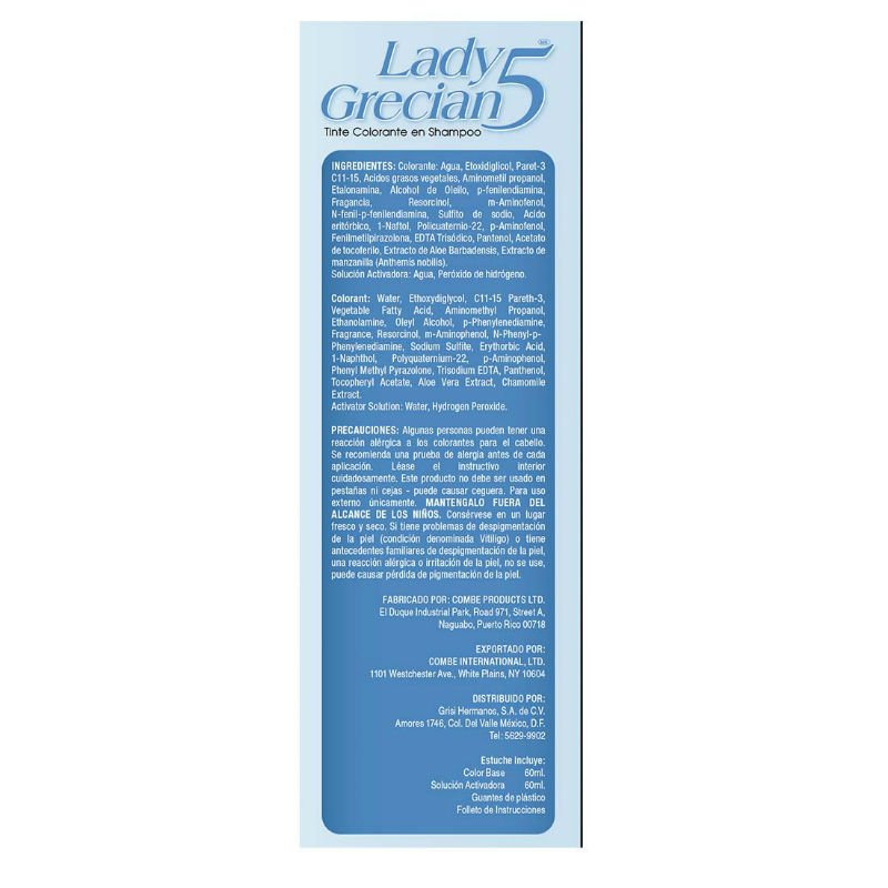Lady Grecian 5 Tinte Cubrir Canas Just for Men Cabello Maltratado