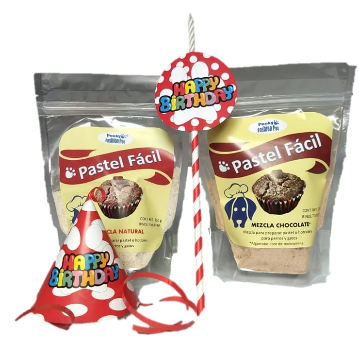 PAQUETE DE CUMPLEAÑOS GATUNO  PUNKY FASHION PET