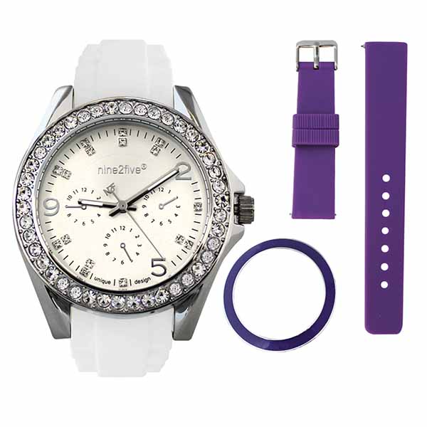 Reloj Nine2Five para Dama en color Blanco con correa Intercambiable.