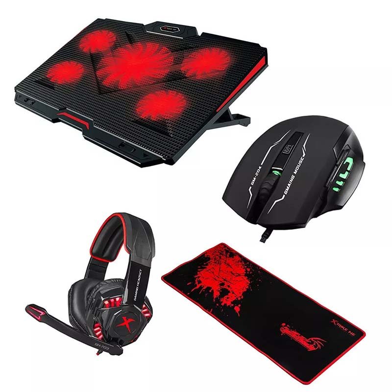 Kit Gamer Laptop Enfriador + Mouse+ Pad+ Headset Xtrike Me
