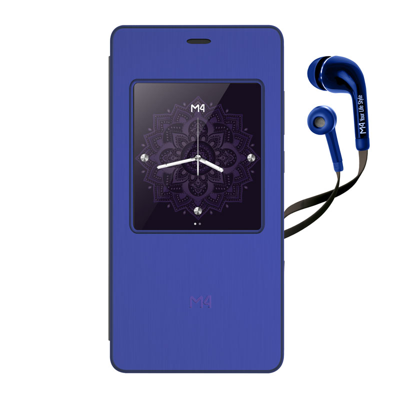 Celular M4TEL LTE SS4457-R M4 EVER Color AZUL Telcel más Interactive Smart Cover y audífonos.