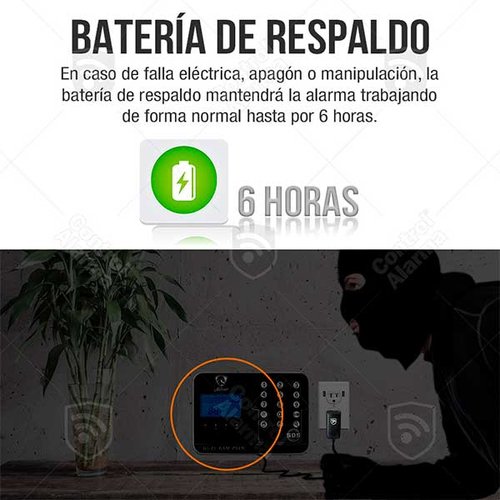 Wifi Kit 7 Alarma Plus Negra Touch GSM Cel Inalambrica Seguridad Casa