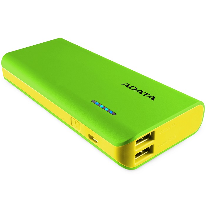 Bateria Portatil USB Adata PT100 Power Bank Cargador 10000mAh Verde/Amarillo APT100-10000M-5V-CGRYL