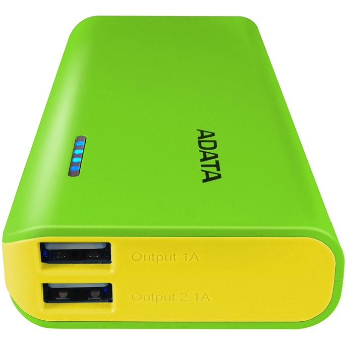 Bateria Portatil USB Adata PT100 Power Bank Cargador 10000mAh Verde/Amarillo APT100-10000M-5V-CGRYL