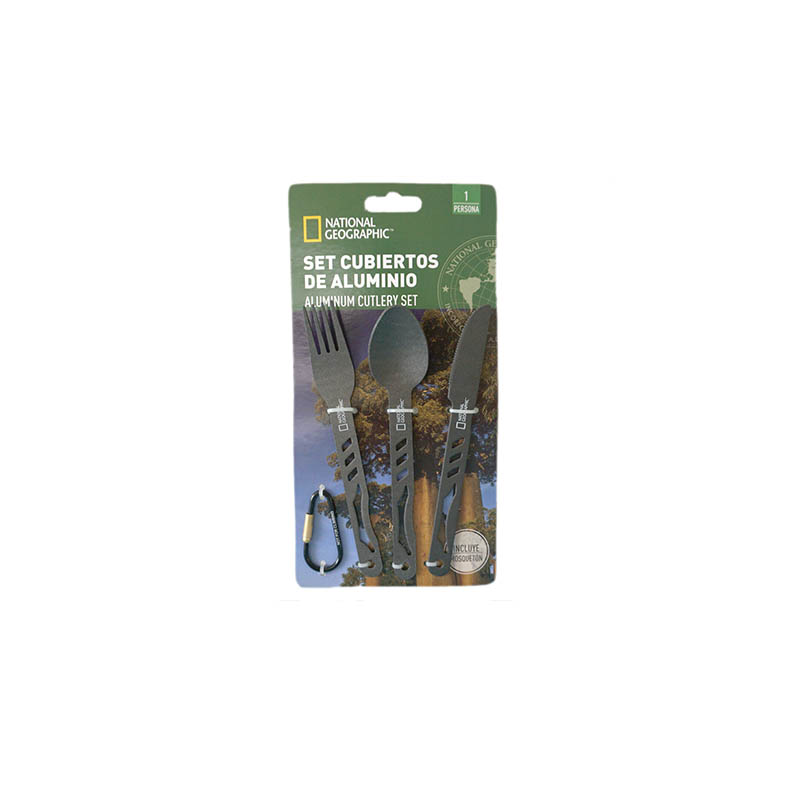 Juego Cubiertos Aluminio Utensilio Campismo 4 Pzs Nat Geo