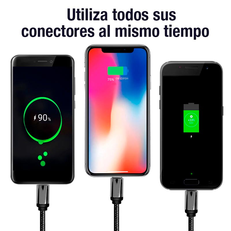 Redlemon Llavero USB iPhone Android Lightning Micro USB-C 3 en 1 