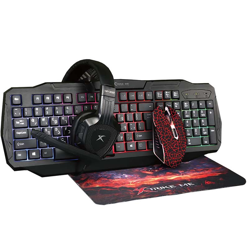 Kit Gamer Teclado Diadema Mouse Mousepad Gaming Pc Xtrikeme Cm-400 Retroiluminado Esport