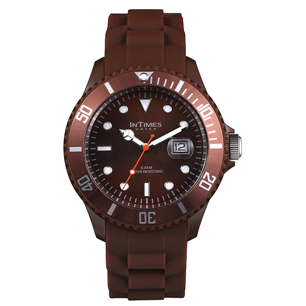 RELOJ CASUAL CAFÉ INTIMEX,  ANALOGO, UNISEX  A PRUEBA DE AGUA.