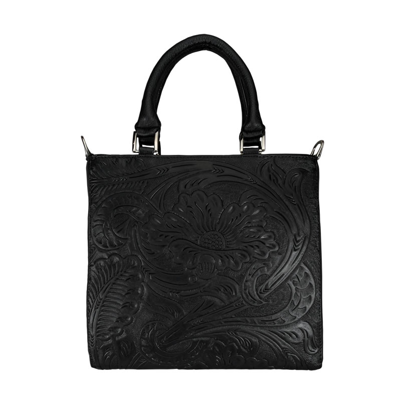 Bolso Pilar Piel Grabada Negro 