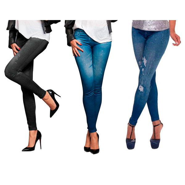 Paquete de 3 Jeans Slim n Lift Caresse Color, Negro y  2 Azul Deslavado Talla XXG
