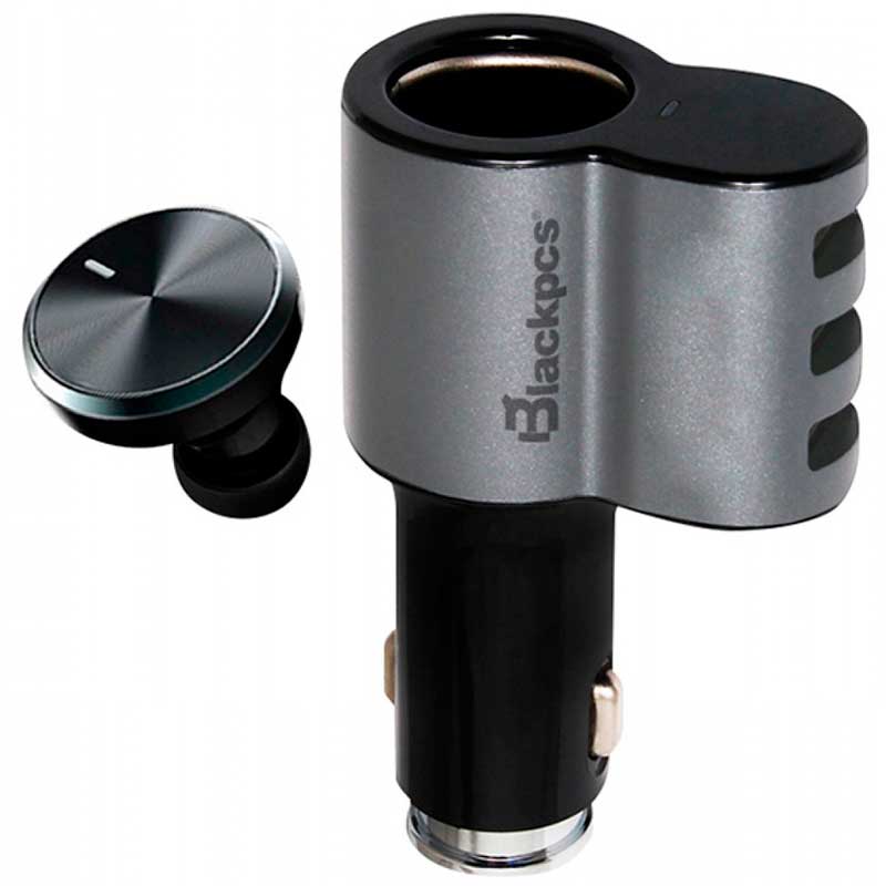 Manos Libres Bluetooth Cargador Auto 3 ptos USB BLACKPCS EPI053BT-BL 