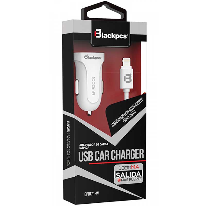 Cargador Carga Rapida Auto cable USB Blackpcs Epi071-w