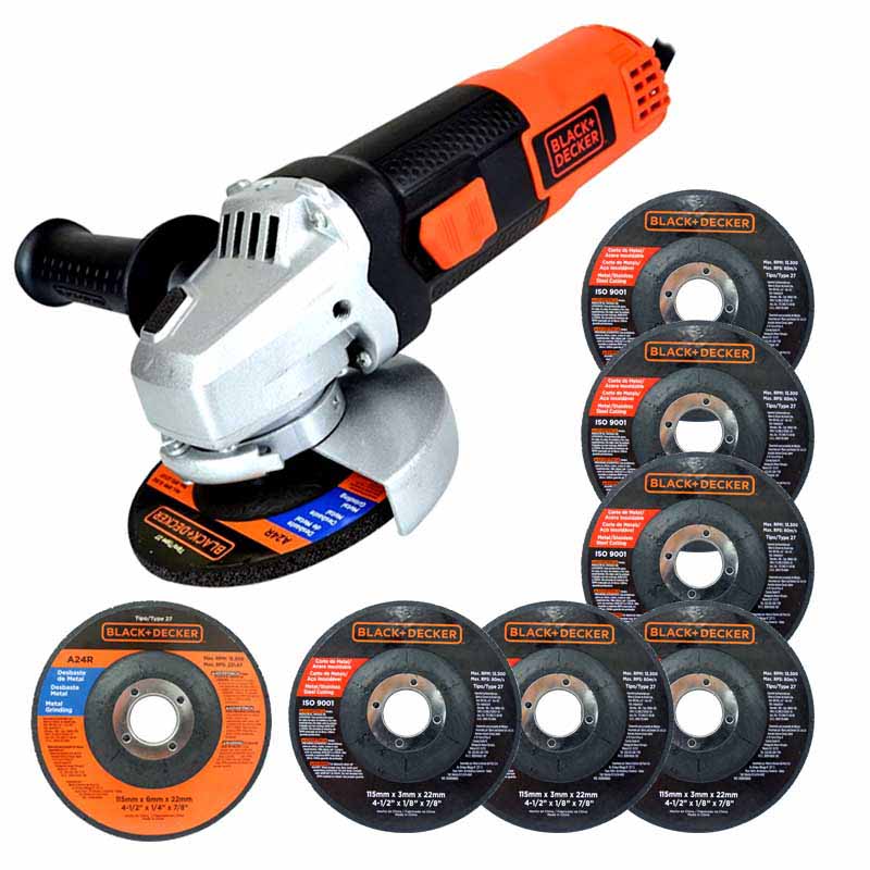 Esmeril Angular 4 1/2" 820 W 6 Disc G720P-B3 Black & Decker