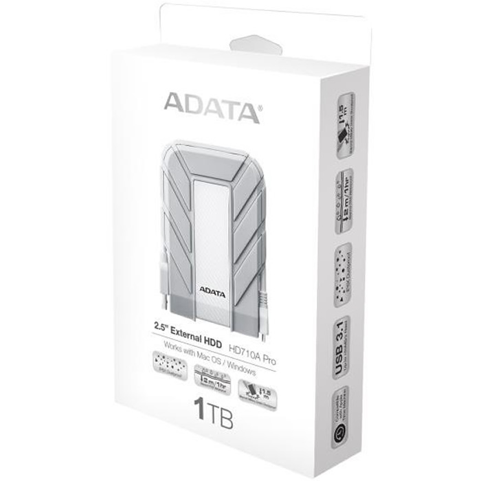 Disco Duro Externo Adata HD710 PRO 1 TB Blanco USB 3.0 AHD710AP-1TU31-CWH