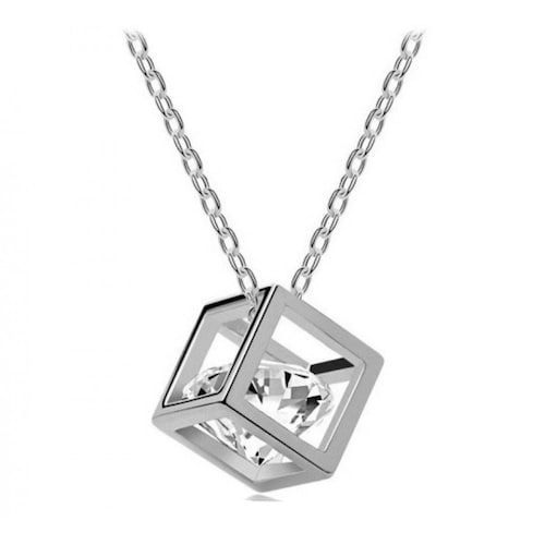 Dije Cristal Swarovski Elements Cubo Con Diamante Silver BYTESHOP