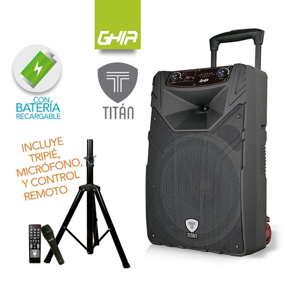 Bocina Ghia GSP-15 Amplificada,15 Pulgadas, Negro