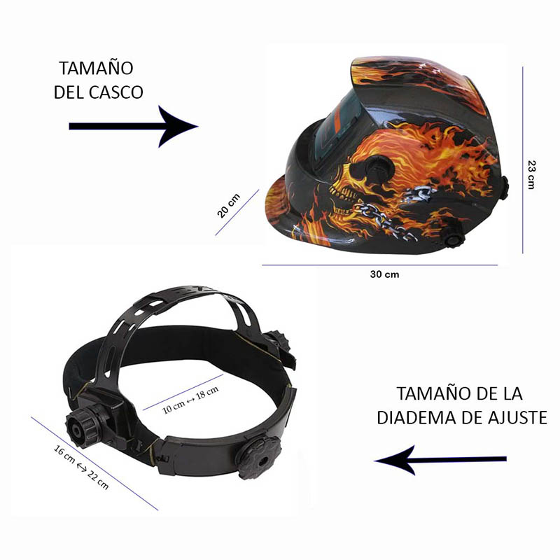 Careta Para Soldar Fotosensible Auto Oscurecimiento Calavera
