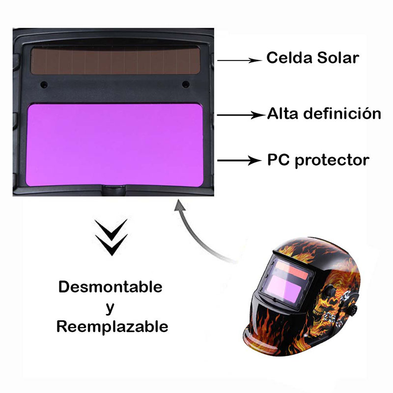Careta Para Soldar Fotosensible Auto Oscurecimiento Calavera