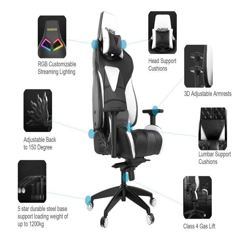 Silla Gamer Gamdias Reclinable Ergon?mica Achilles M1l Rgb Negro