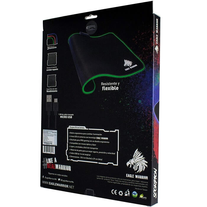 MousePad Eagle Warrior Scorpion LED USB AMPADSOFTRGBEGW