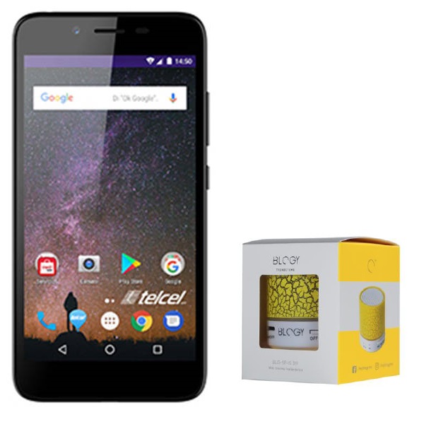 Celular SOLONE LTE W1450 WIND BREEZE Color NEGRO KIT Telcel más BOCINA BLUETOOTH BLOGY MINI