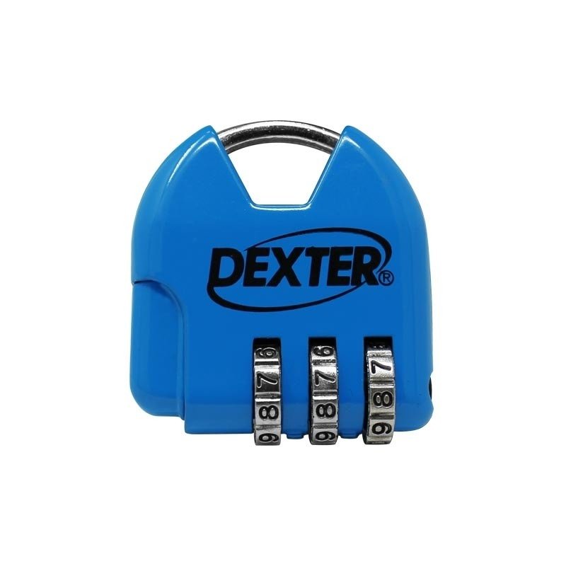 Candado Dexter multiusos 6318 de combinación 36 mm gancho corto azul