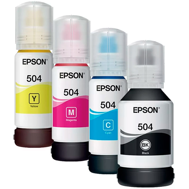 Kit 4 Botellas Tinta EPSON T504 Colores L4150 L4160 L6161 L6171 
