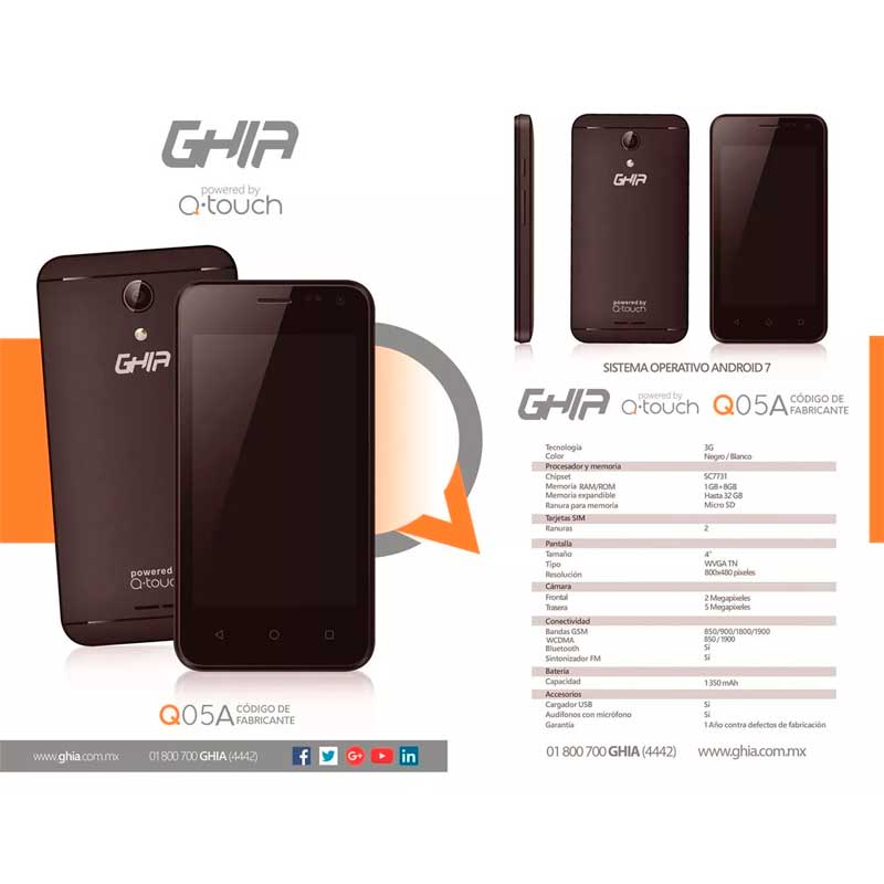 Celular Ghia Q05a Quad Core Dualsim 1gb 5mpx Android 7 Negro