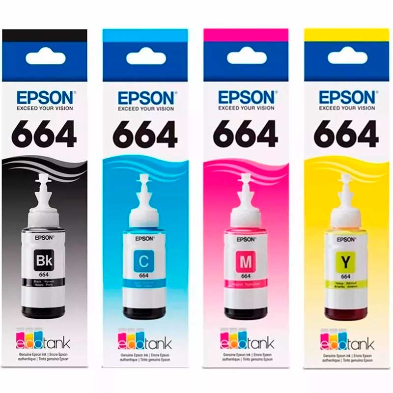 Kit 4 Botellas Tinta EPSON T664 Color L310 L380 L375 L395 L575 L1300 