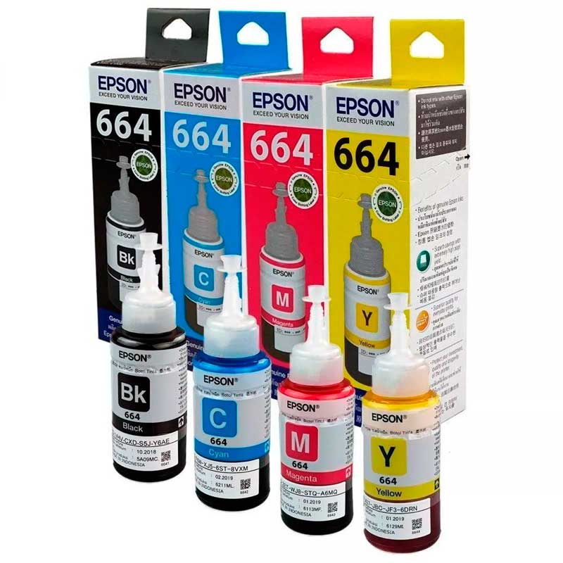Kit 4 Botellas Tinta EPSON T664 Color L310 L380 L375 L395 L575 L1300 