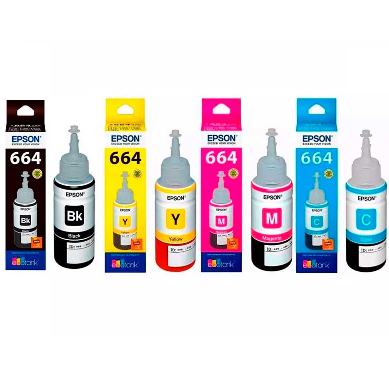 Kit 4 Botellas Tinta EPSON T664 Color L310 L380 L375 L395 L575 L1300 