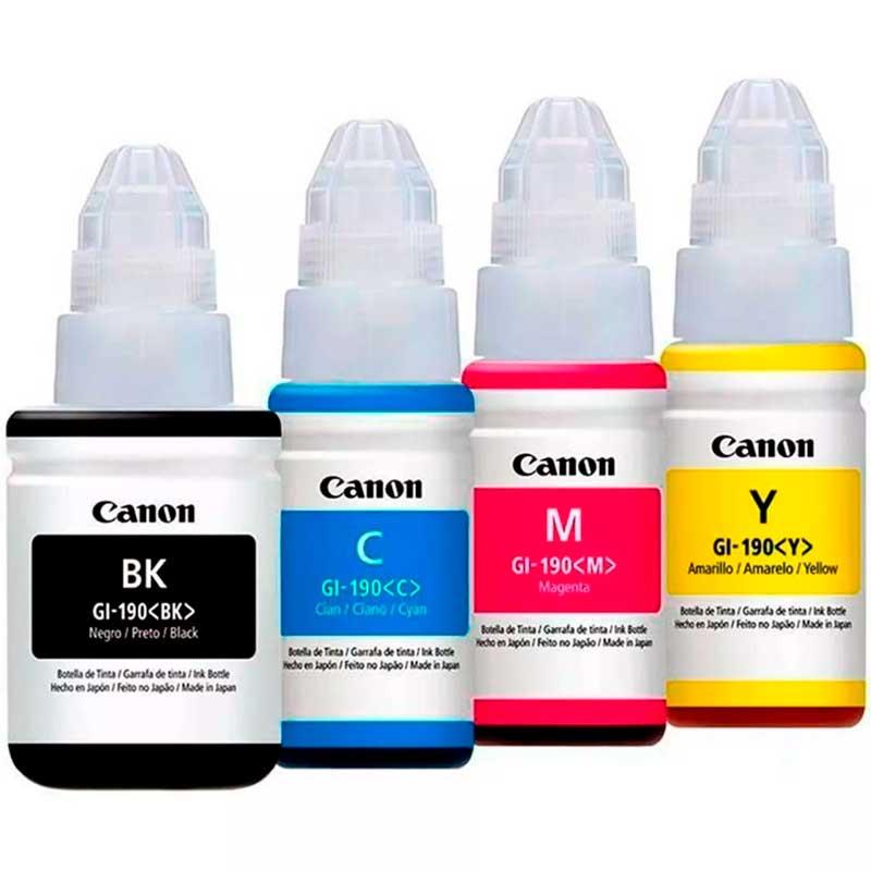 Kit 4 Botellas De Tinta Canon Gi-190 G1100 G2100 G3100 G4100 