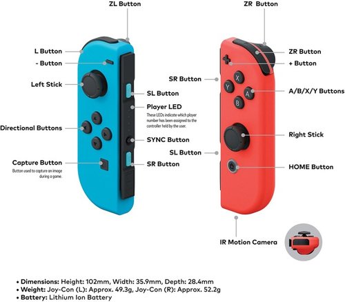 Controles Joy-Con Izquierdo y Derecho para Nintendo Switch, color Rojo/Azul Neón - Standard Edition [nintendo_switch]