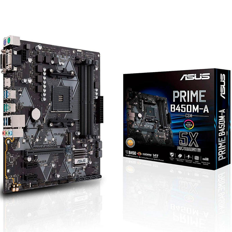 TARJETA MADRE ASUS MICRO ATX PRIME B450M-A/CSM, S-AM4, AMD B450, HDMI, 64GB DDR4