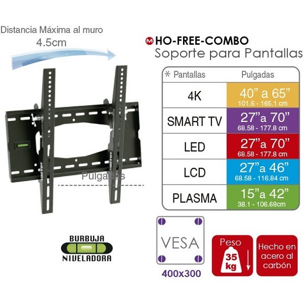 Soporte TV Master de 32 a 70 pulgadas hasta 70 Kg Acero