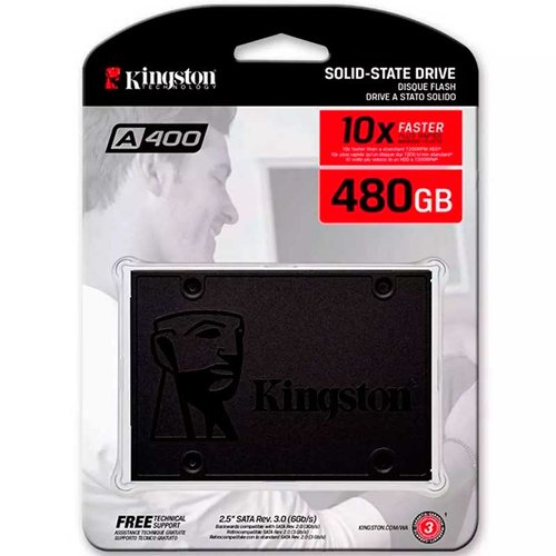 Unidad de Estado Solido SSD 2.5 480GB KINGSTON A400 SATA III 500/450 MB/s SA400S37/480G 