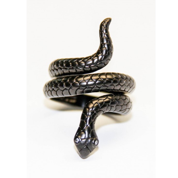  Anillo Serpiente Semi Enroscada En Color Negro