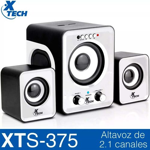 Bocinas PC 2.1 XTECH Subwoofer 3.5MM Lector USB Micro SD XTS-375WH