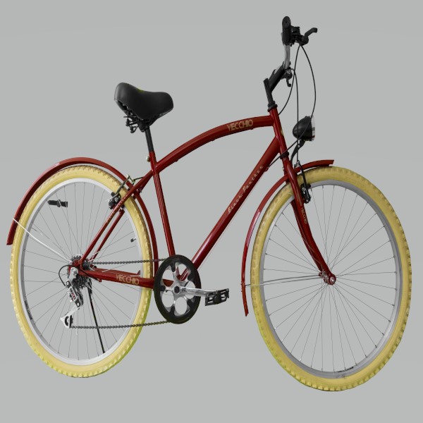 Bicicleta Retro Urbana Rodada 26 Caballero Lampara Led De Regalo-Rojo