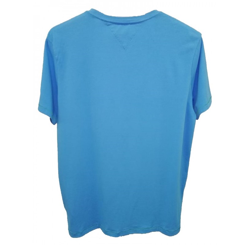 Playera Color Azul Cielo Con Bordado De Hilfiger 93% Algod?n 7% Spandex