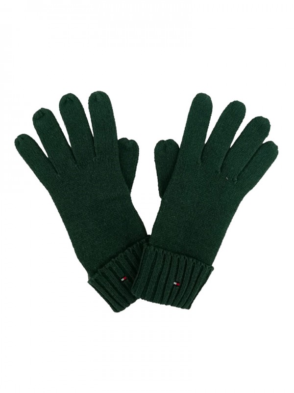 Guantes largo para invierno color verde bandera, tipo estambre