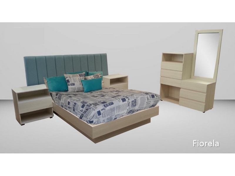 Recamara Matrimonial con Base Fiorela Turquesa y Tela Artico - Kessa