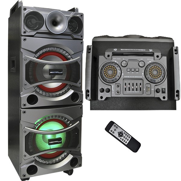 Bafle Vertical con Doble Woofer 10 Pulgadas MP3, USB, SD