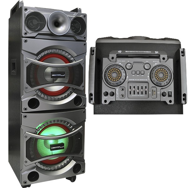 Bafle Vertical con Doble Woofer 10 Pulgadas MP3, USB, SD