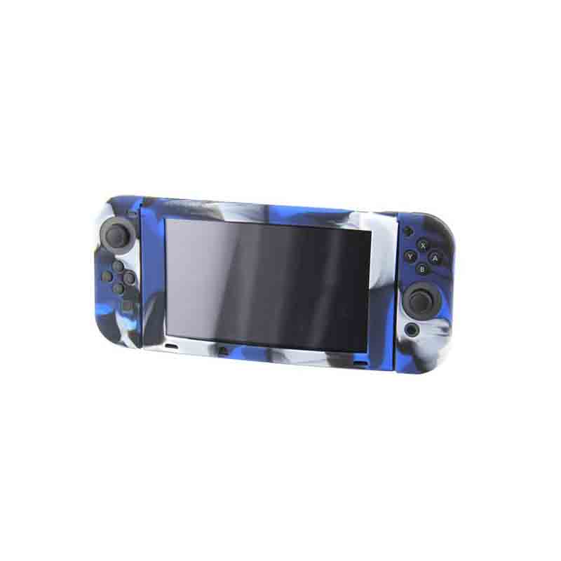 Nintendo Switch Funda Silicona Para Consola Y Joy-Con (Azul Camuflaje)